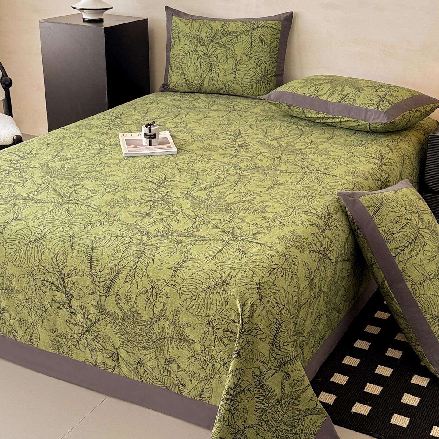 A类加厚纯棉磨毛床单单件100全棉复古高级感双人被单三件套四季用