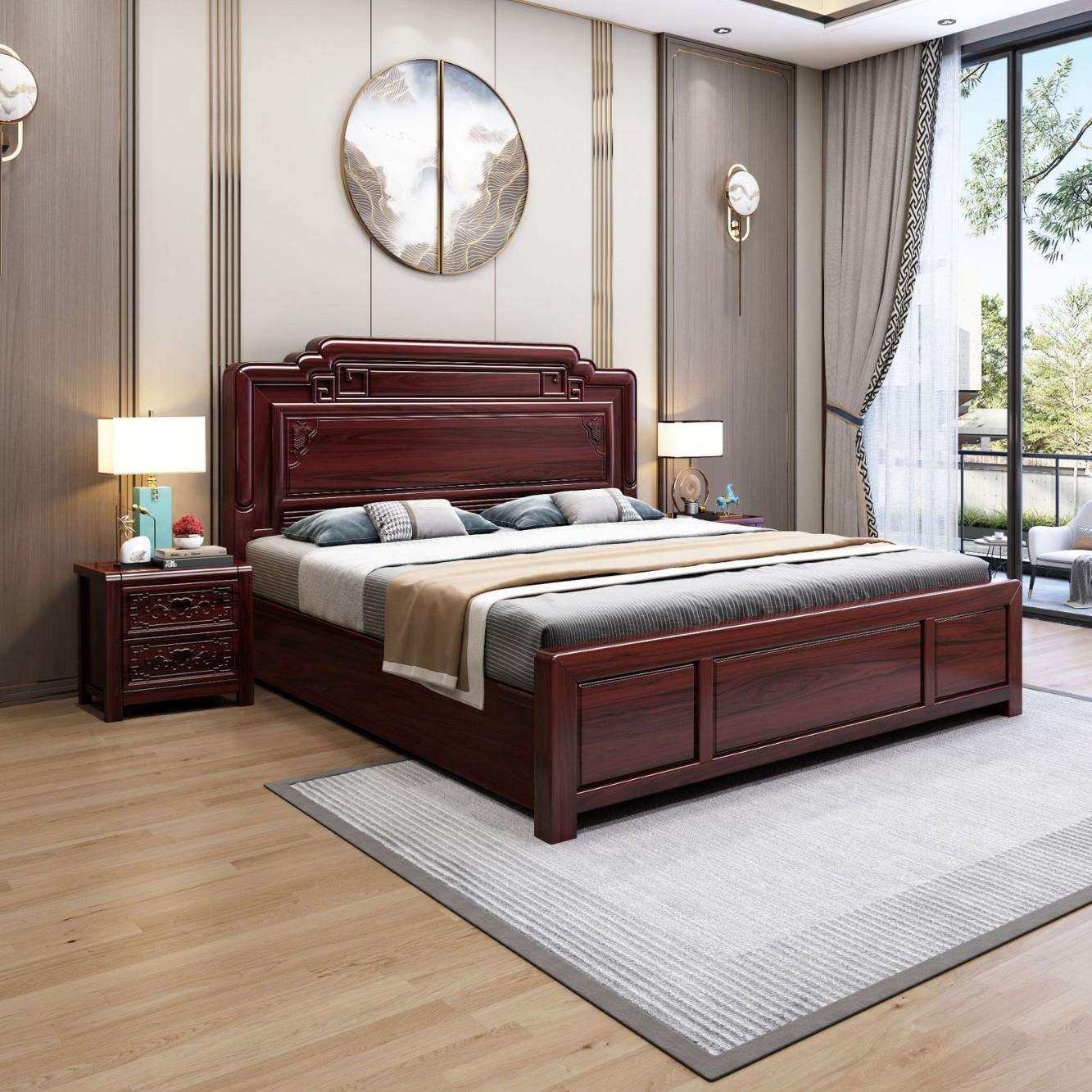 澳洲酸枝新中式实木床1.8M双人卧室婚床1.5M古典雕花高箱储物大床,收纳整理,烫衣板及配件,淘宝优惠券,粉丝福利购,淘宝优惠卷