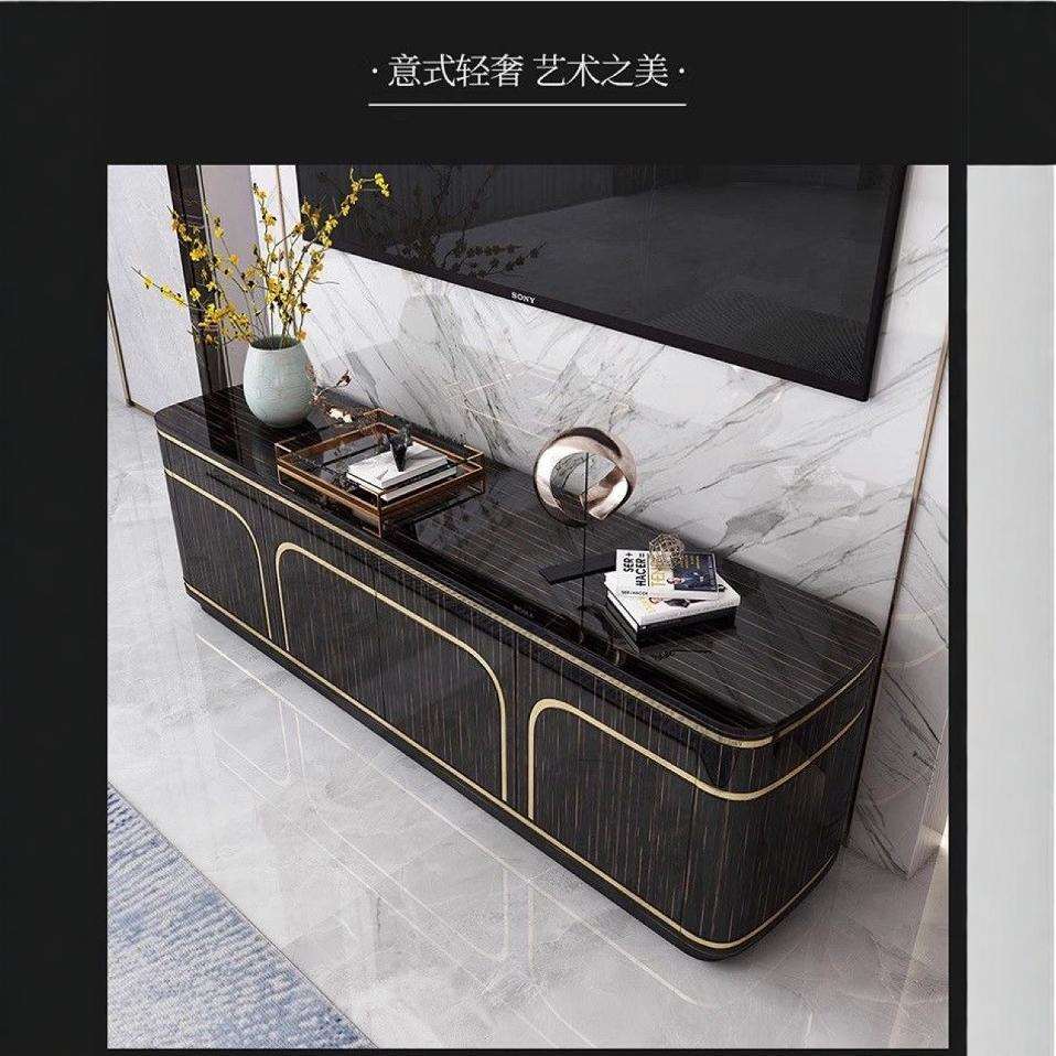 轻奢电视柜茶几组合后现代简约客厅高亮光钢琴烤漆意式电视柜地柜
