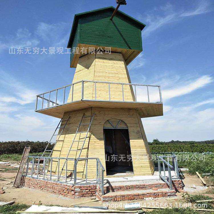直销防腐木钢木大型荷兰欧美造型户外景观实木装饰摆件大风车