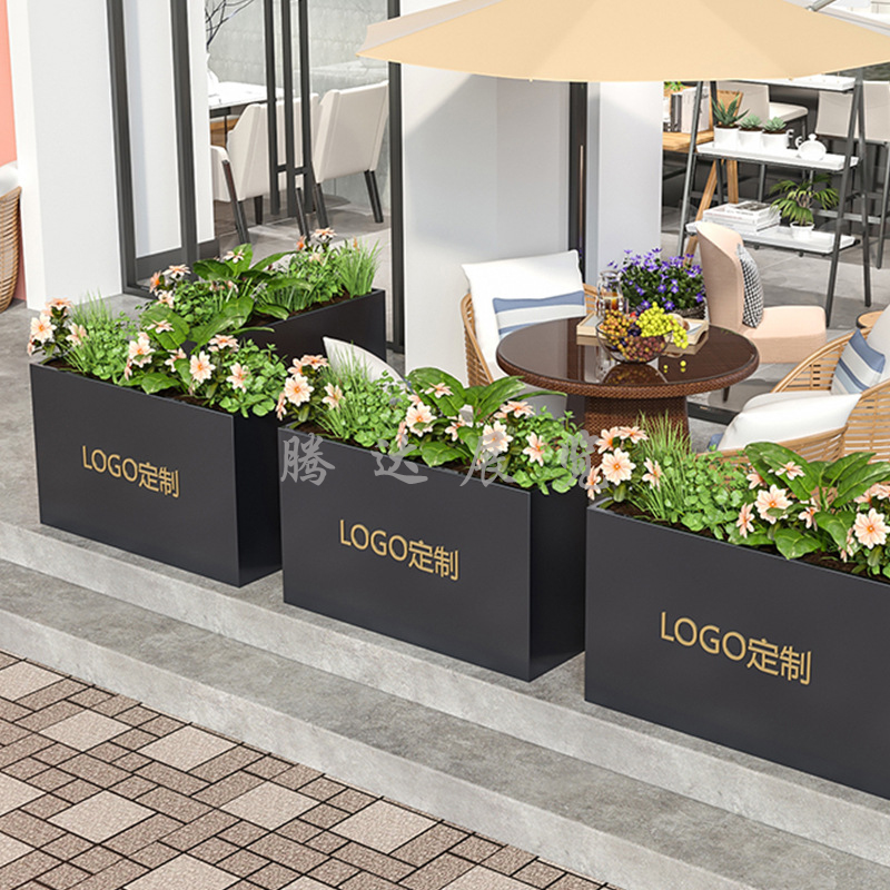 速发户外铁隔花箱组合不锈钢花坛售楼部商业广场花槽花钵箱树艺断