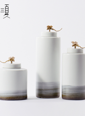 速发新中式柜墨件瓷罐书房客厅门厅玄关酒店民宿酒水摆陶软装饰品