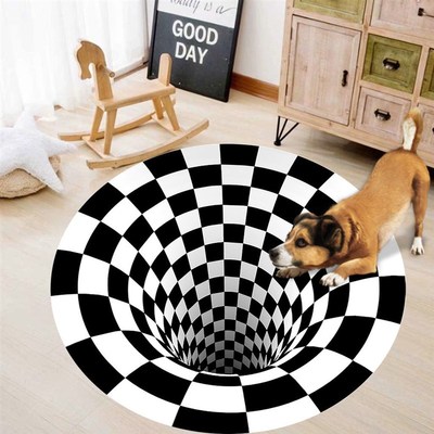 速发眩晕地毯旋涡陷阱地垫立体错觉入户毯垫门门脚垫圆形整蛊地毯
