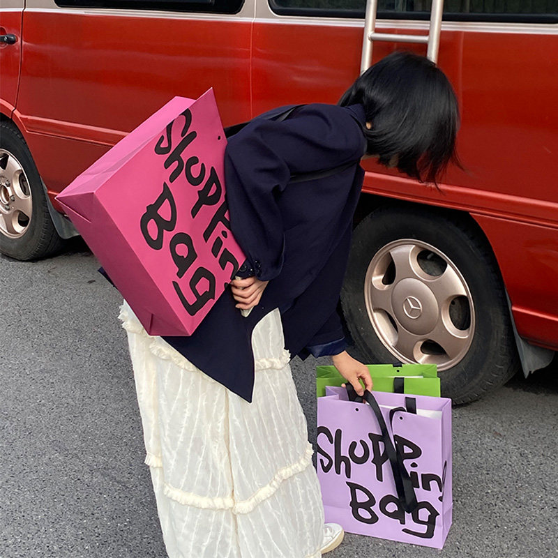 速发加档白卡纸高厚服装用装衣服店手提袋子包装带打包礼品