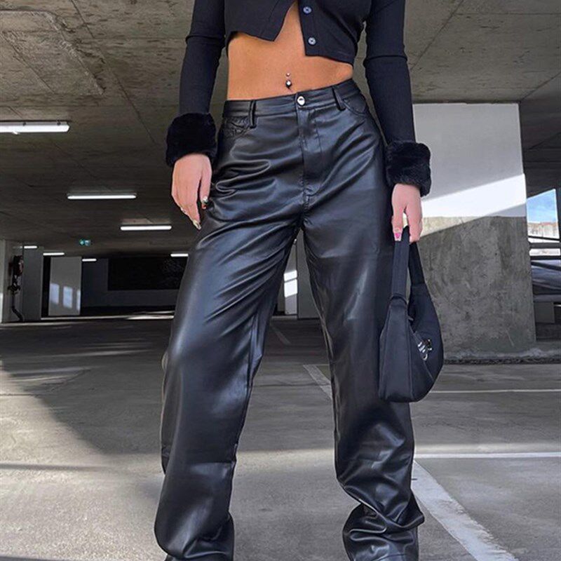 速发Ph Lr HigU Wst Pl Trousers Wo Strght Leg Loos