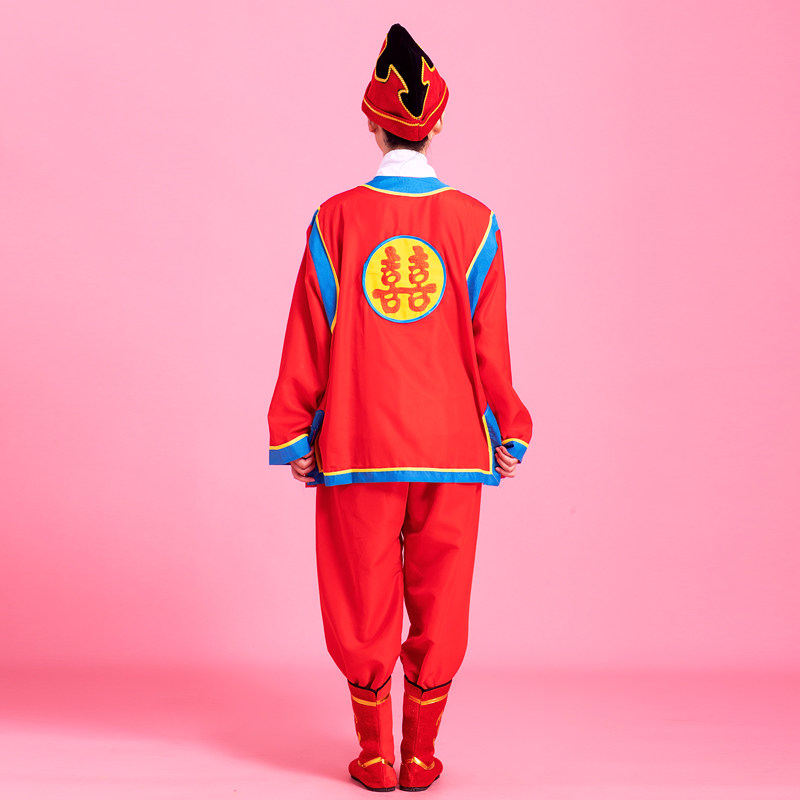 速发抬轿轿夫装服装打鼓服演出服中国风迎亲锣鼓服男抬花轿服装婚