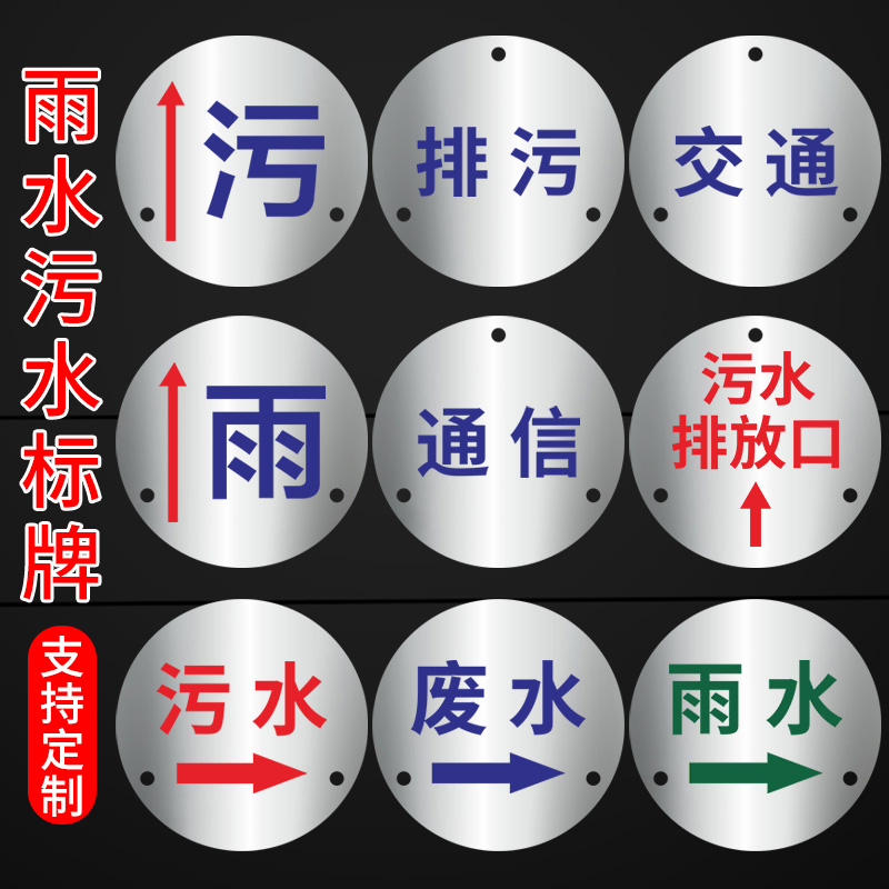 速发标水污水雨识牌管道雨污水井盖标牌不绣钢雨水标示牌强电弱电