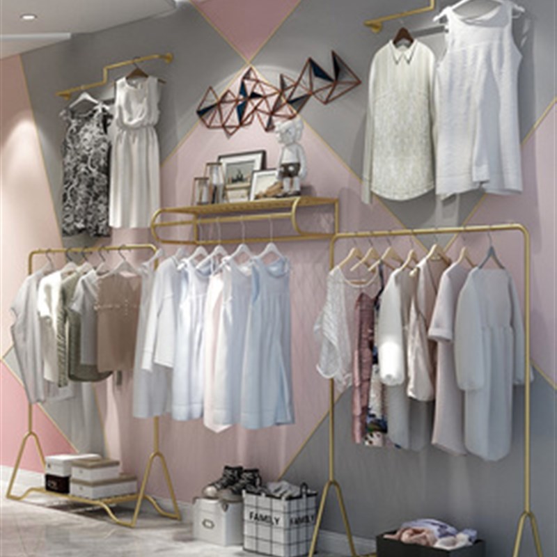 速发服架店展示架金装服装色落地式装店货架上墙童装饰挂衣架子
