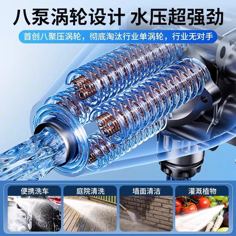 速发新款高压洗车水枪无线大功率家用强强力增压清洗机神器喷水枪