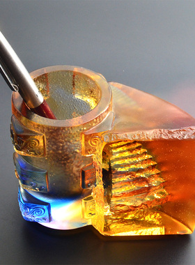 速发商务档品琉璃笔筒老板办公室桌礼摆件高面工艺品送老师