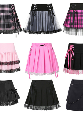 速发E-girl Goth L  tltPd Skire Wo Puk Y2K Aest