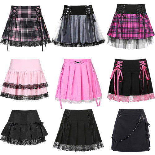 速发E-girl Goth L  tltPd Skire Wo Puk Y2K Aest