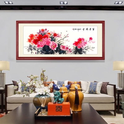 速发牡丹挂画新中式招厅客财装饰画富贵吉祥背景墙卧室沙发画花开