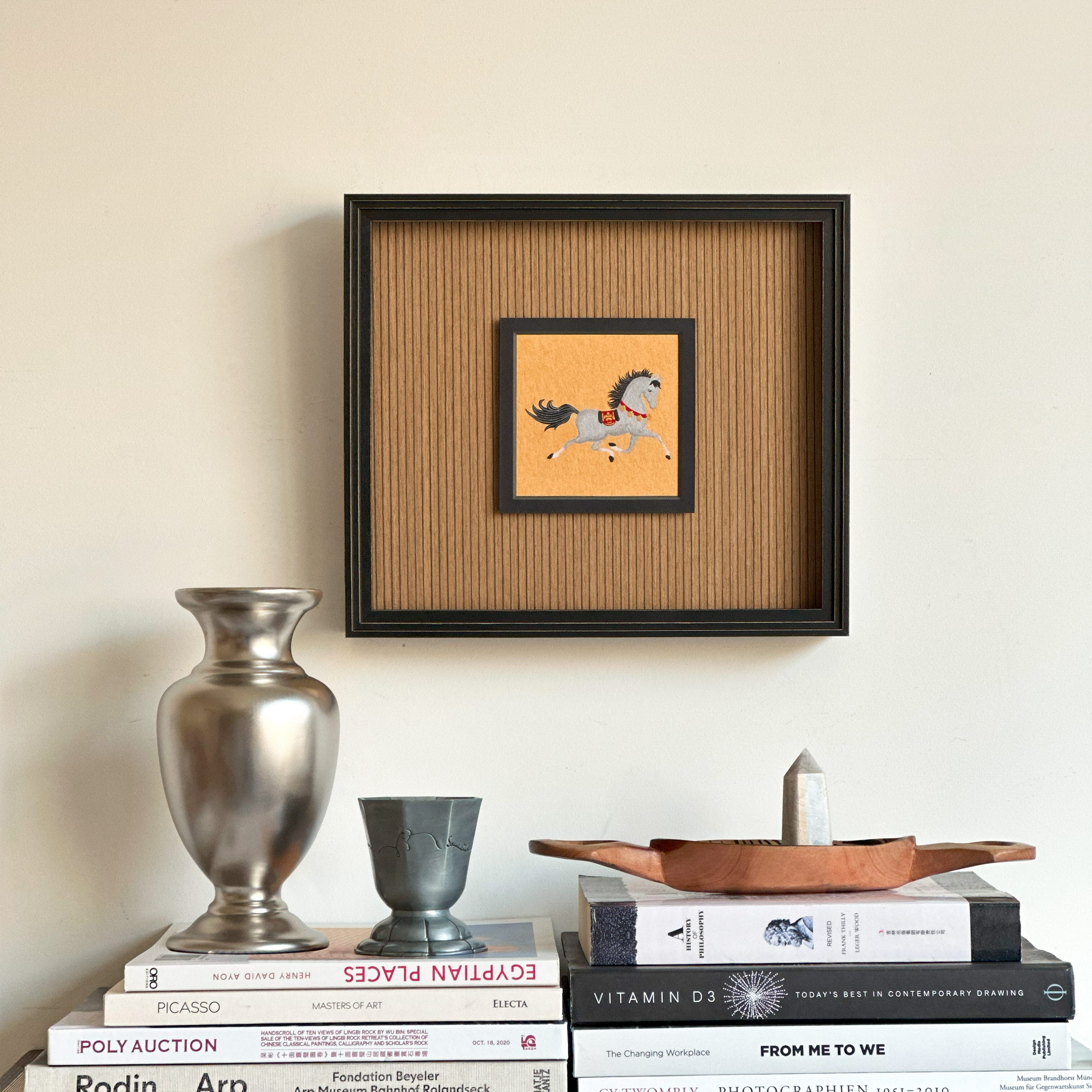 原创纯手绘金箔福马国画高级新中式中古客厅玄关装饰画背景墙挂画