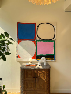 纽约当代艺术抽象几何色块客厅沙发背景墙装饰咖啡厅B&B壁龛挂画