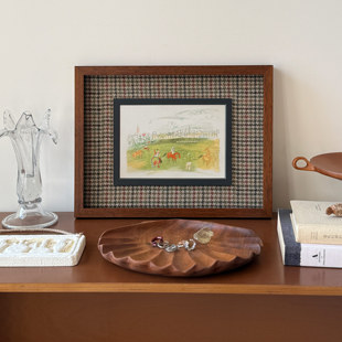 Dufy复古千鸟格羊毛布水彩高级小众装饰客厅卧室背景磁吸装饰挂画