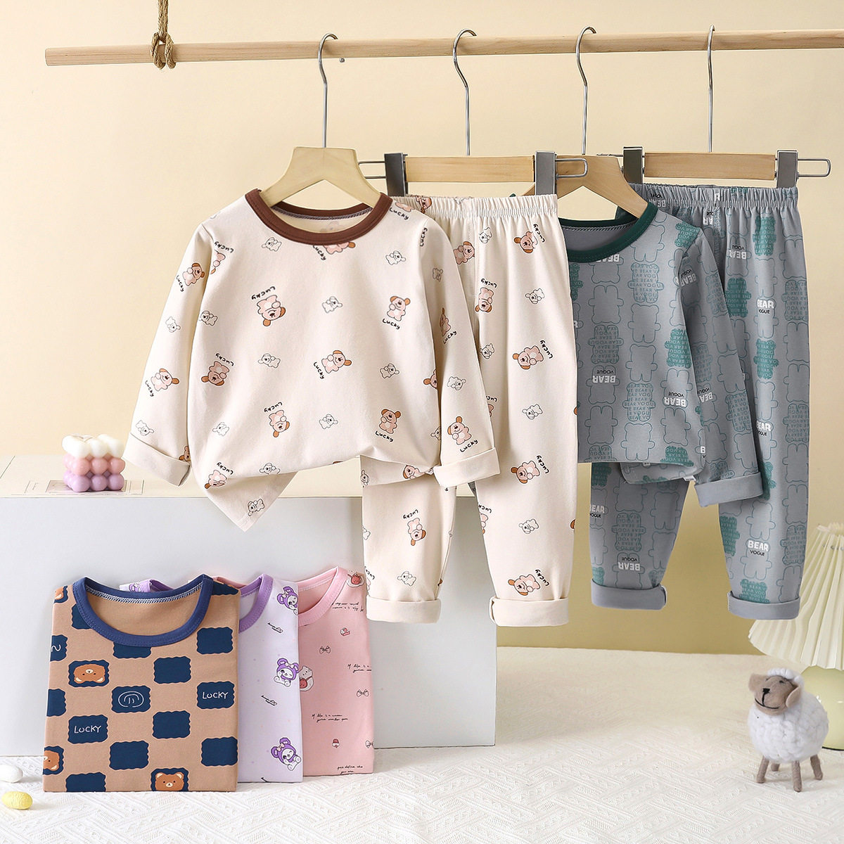 童装春秋款儿童内衣套装男女童莱卡棉秋衣秋裤宝宝打底睡衣家居服