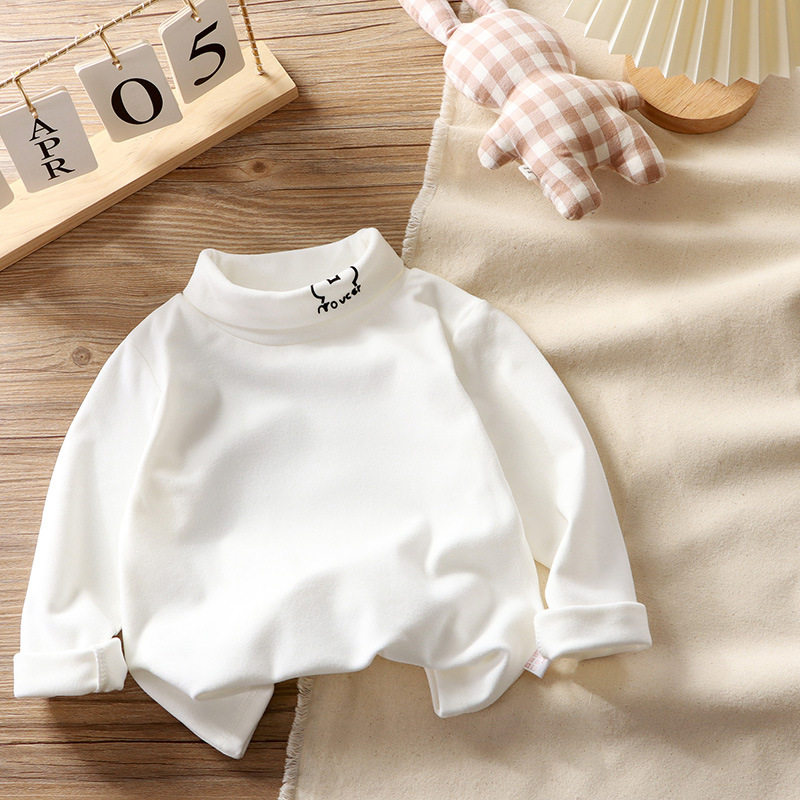 童装德绒男童保暖上衣长袖打底翻领衫薄款打底衫单件秋衣女童秋冬