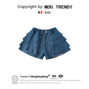 MDD女童牛仔短裤2023夏季新款韩版女宝宝洋气薄款蛋糕裙裤外贸批