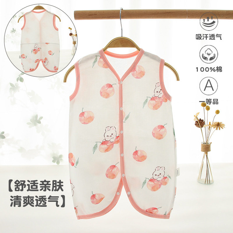 婴儿无袖睡袋夏季薄款竹棉纱布宝宝背心新生儿童防踢被子神器夏天