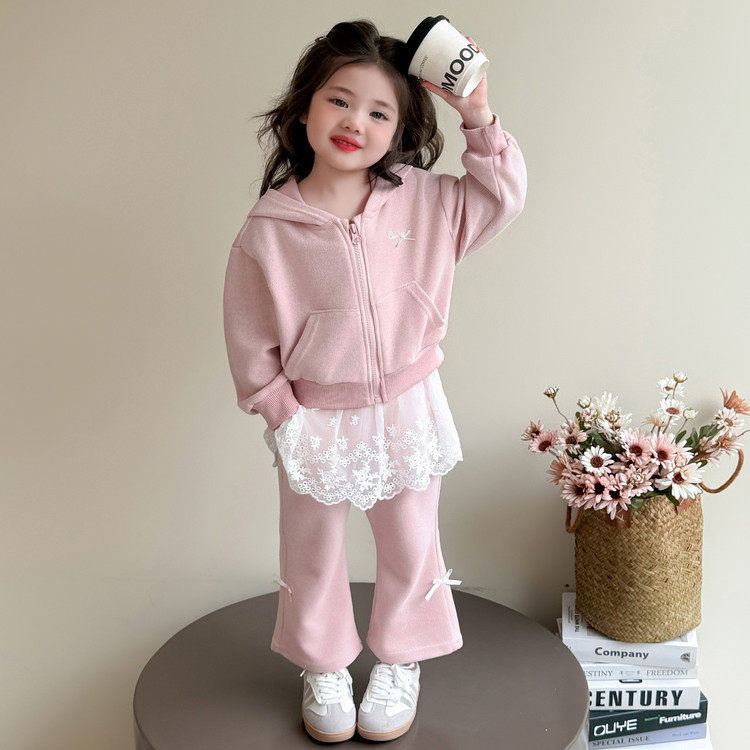 女童套装春秋款2025新款韩版时尚休闲洋气女宝宝春装时髦三件套潮