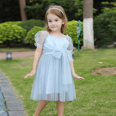2025夏女童网纱连衣裙宝宝泡泡袖公主裙潮tulle skirt for girls