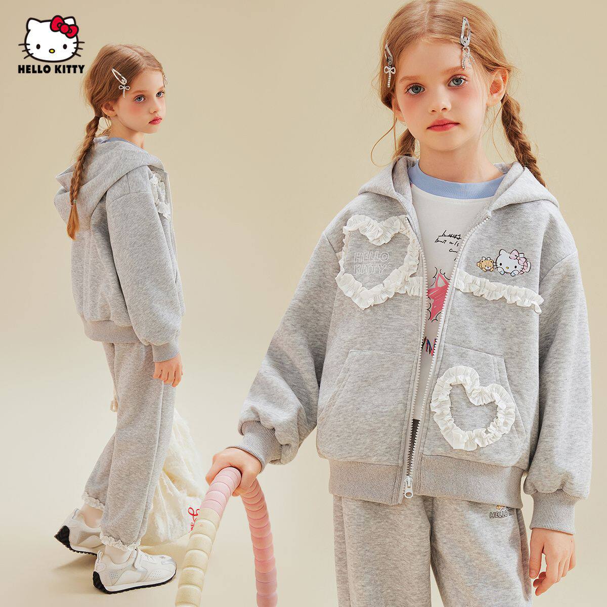 HelloKitty儿童套装女童2026新款春季春秋中大童宝宝运动套装童装