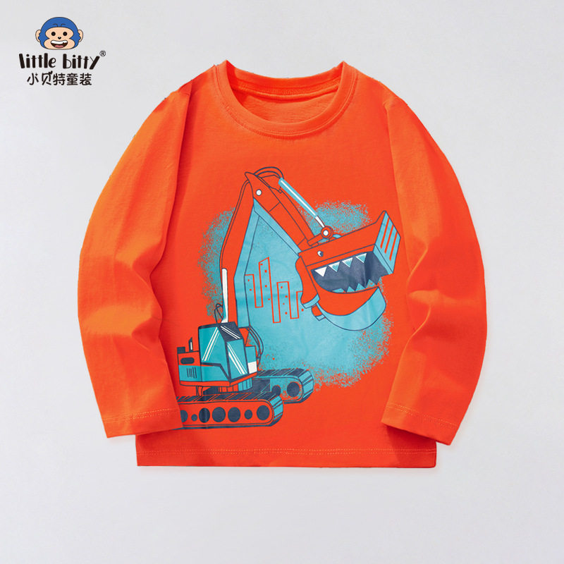 欧美童装长袖2025儿童T恤男童纯棉卡通图案秋冬季长袖工厂批发