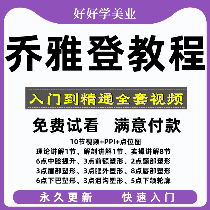 乔雅登玻尿酸注射解析医美教程填充轮廓固定注射提升教学视频