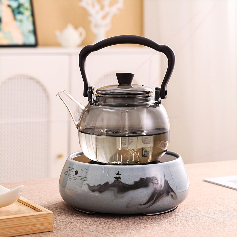 岳恒水墨山水电陶炉煮茶器玻璃蒸