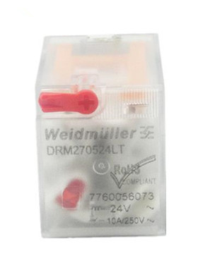 魏德米勒带测试杆中间继电器DRM270524LT AC24V交流8脚7760056073