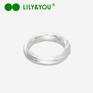 lily&you2025新款 莫比乌斯叠戴日常素圈戒指 925银曲奇窄版
