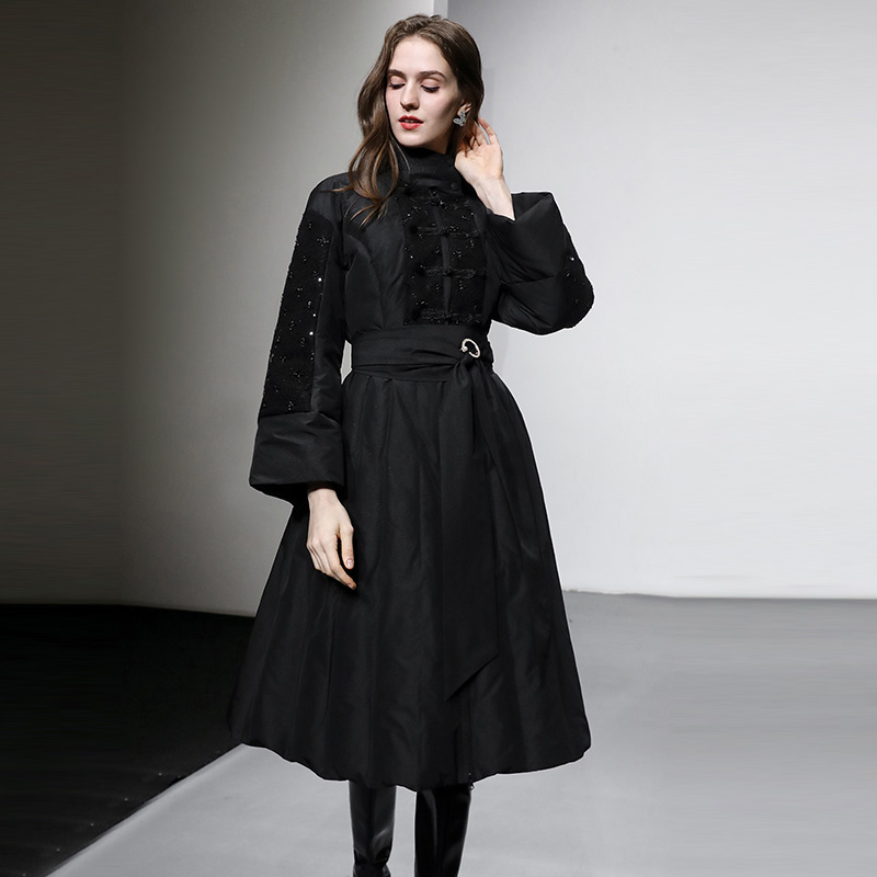 拼接A字白鸭绒羽绒服外套