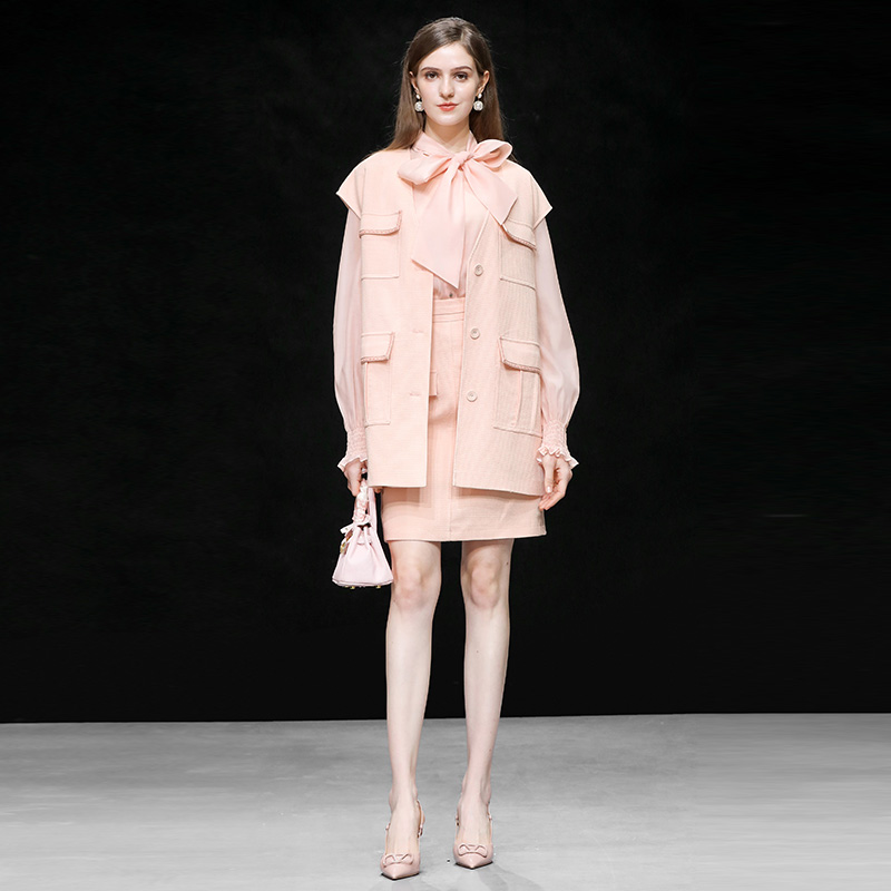 百搭天丝衬衫无袖贴袋马甲