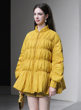 2025冬季新款时尚休闲减龄灯笼袖宽松A摆羽绒服加厚90羽绒服外套