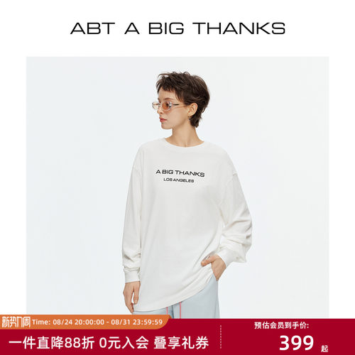 ABIGTHANKS磨毛植绒印花长袖T恤