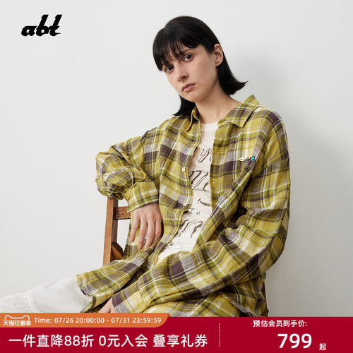 美式复古长袖衬衫男女款100%亚麻