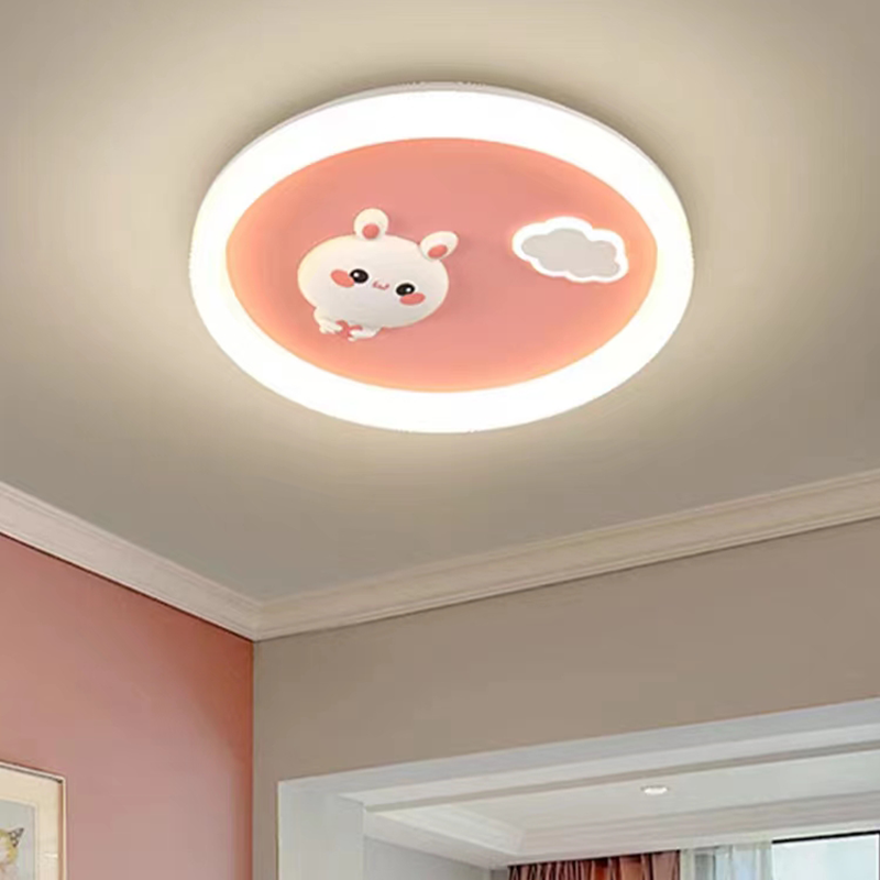 儿童房护眼LED卧室智能吸顶灯现代简约卡通粉色兔子女孩公主房灯