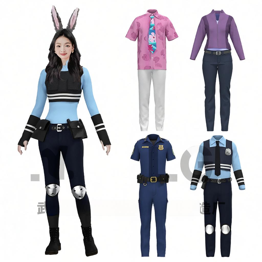 万圣节服装疯狂动物城兔子警官judy朱迪cosplay服动漫演出服