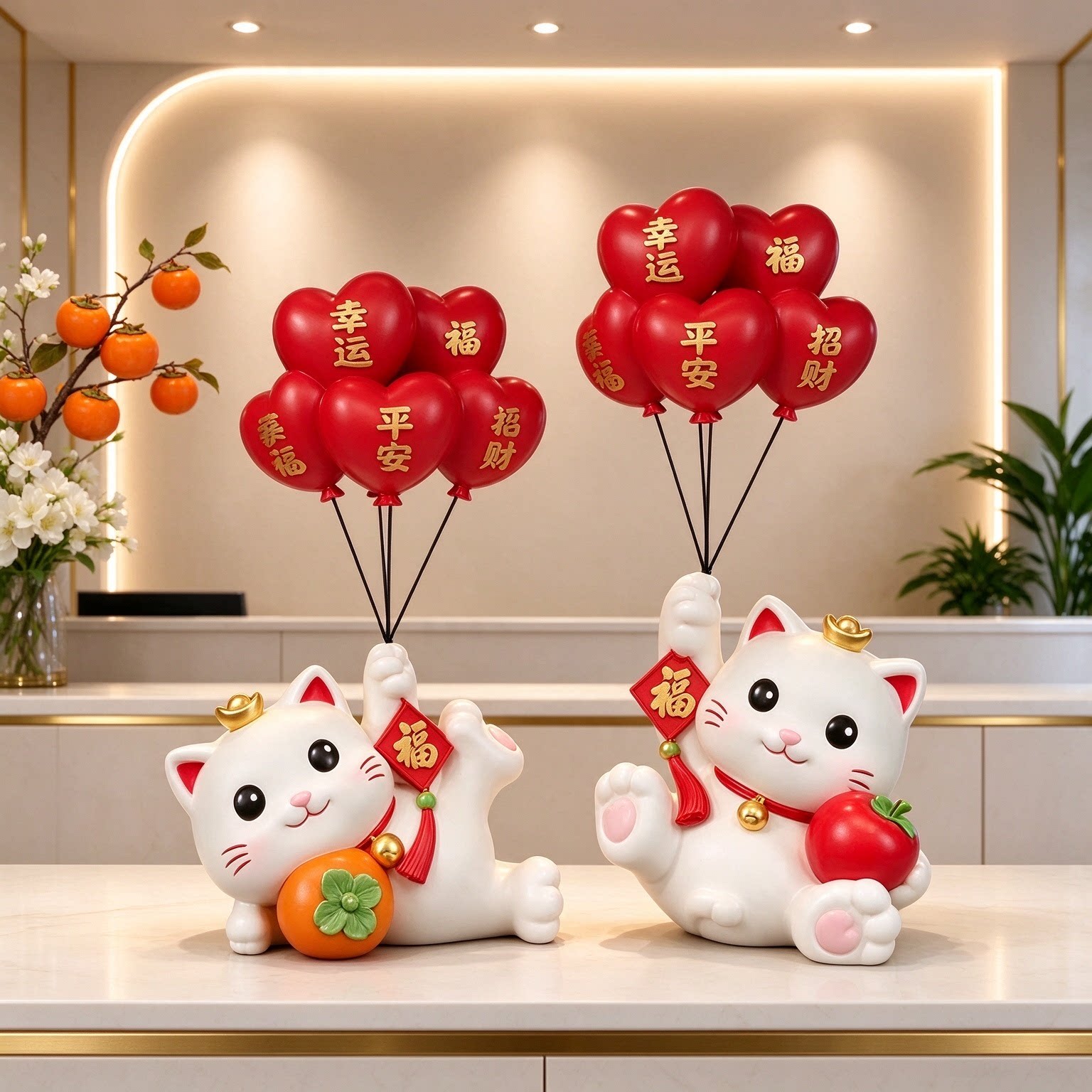 新店开张招财猫2026新款摆件大号门市现代简约装饰摆件柿柿如意