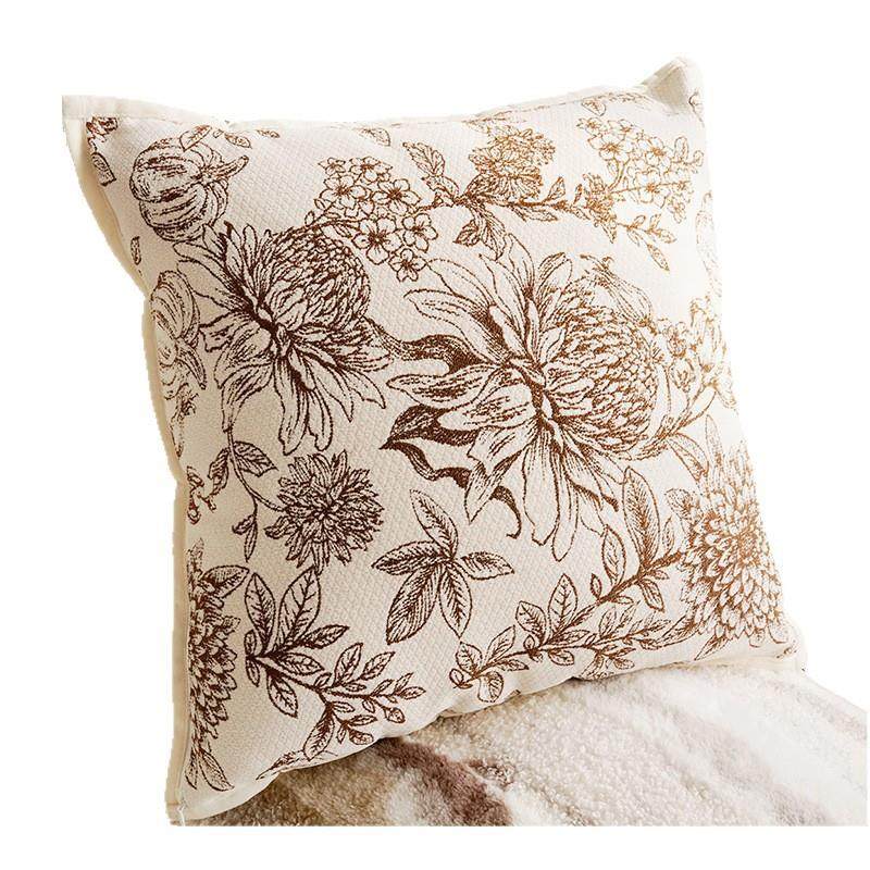 新中式厅客沙发飘靠窗靠枕0中古风垫含芯式奶油风法复古棕色抱枕