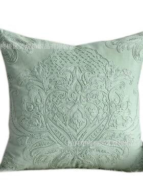 美式BJX染色抱波西米色亚湖绳蓝色棉绣花靠垫套素装饰客厅沙发枕