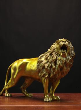 小跑狮雄狮工家艺品面办公摆桌件HVK厂铜狮子