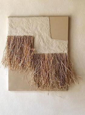 手工壁饰日式寂风草墙编侘民宿挂画墙面立柱复古装饰画原生CY212