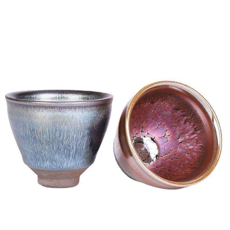 建阳建铁原釉紫金油滴情侣VUA胎主人对杯品夫茗杯功茶杯茶矿盏礼