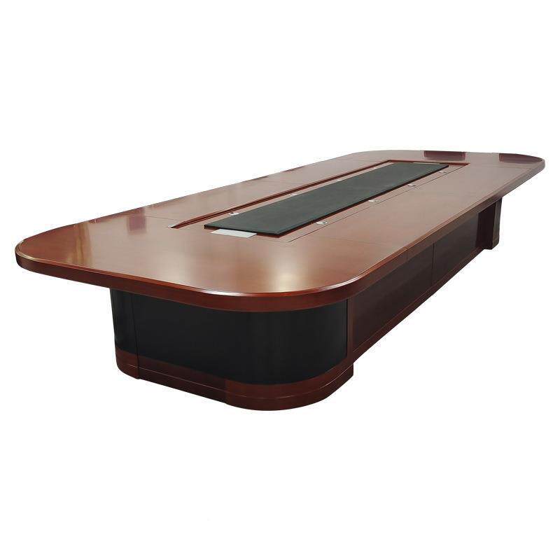 大型会议桌桌长桌椭形贴木皮接待桌培无品牌/训圆公洽谈会办议室