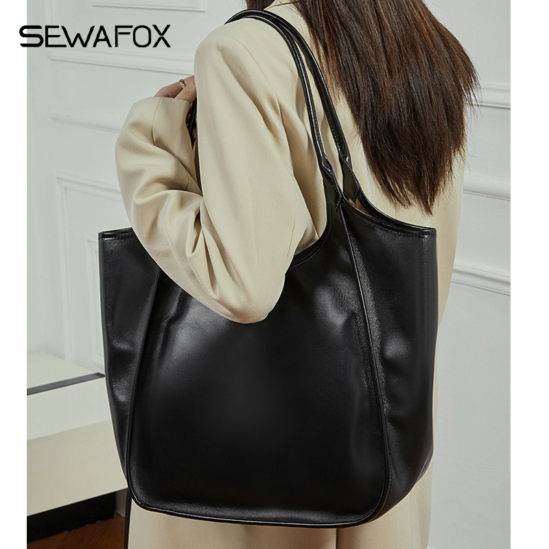 真皮大容量通勤单肩包