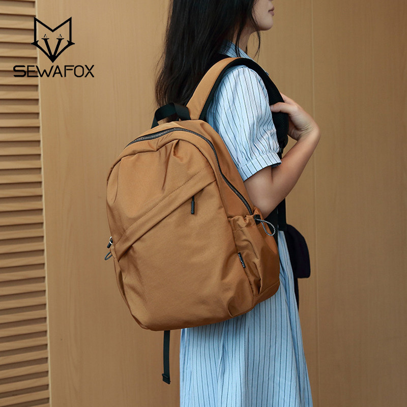 韩系小清新风尼龙双肩包女日常通勤双肩背包大容量学生上课书包