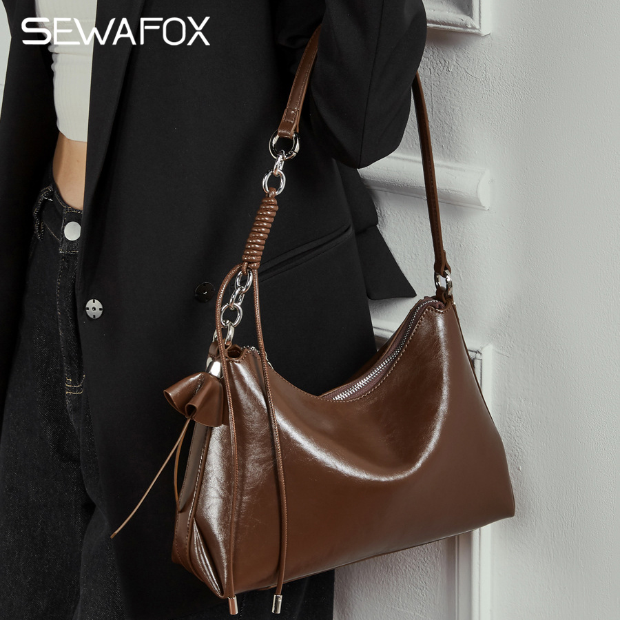 真皮女单肩腋下包斜挎包高级感