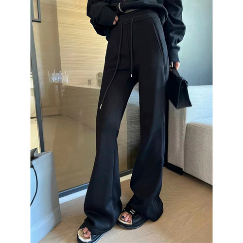 TQRY黑色加绒加厚微喇裤